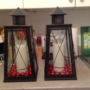 Indoor/outdoor two, Black metal, glass panes, brass lever hook closure